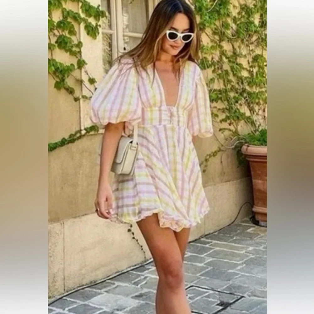 For Love & Lemons Rue Gingham Mini Dress - Picture 6 of 15